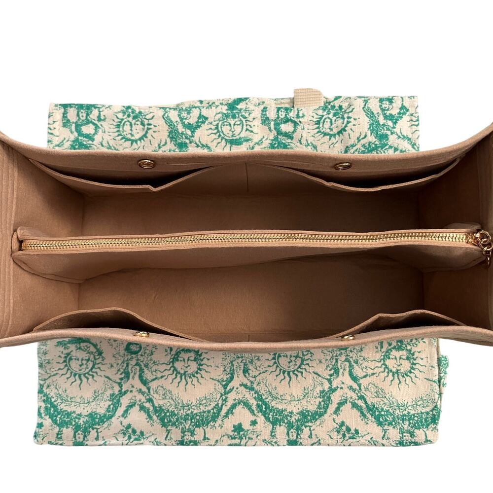 Christian Dior Dioriviera Linen Tote Turquoise w/Off Brand felt Organizer insert - Picture 4 of 12